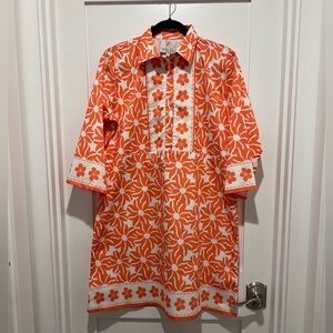 Bella Tu Orange Floral Cotton Tunic Dress plus